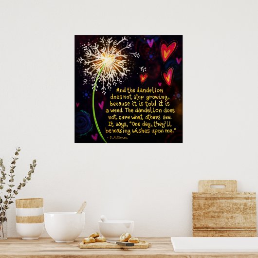 Poster Cute Dandelion Me Souhaite Citer L'Inspirété (Cuisine)