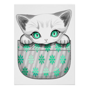 Poster Cute de chat et pointe joueuse à partir d'une poch