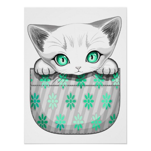 Poster Cute de chat et pointe joueuse à partir d'une poch (Devant)