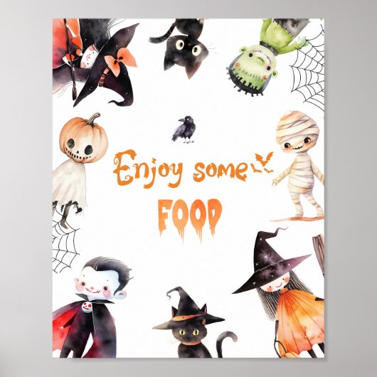 Poster Cute Dégustez un peu de nourriture Fête d'Hallowee (Devant)