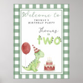 Poster Cute Dino 2e fête d'anniversaire (Devant)