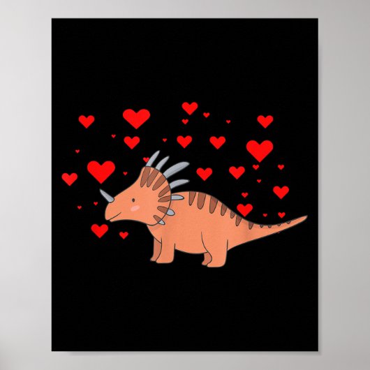 Poster Cute Dinosaur Shirt For Valentines Day _ Tricerato (Devant)