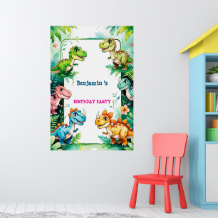 Poster Cute Dinosaur T rex Anniversaire Bienvenue