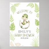 Poster Cute Dinosaur Watercolor Baby Shower Welcome Sign (Devant)