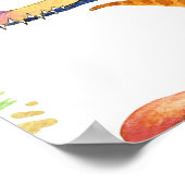 Poster Cute Dinosaures Aquarelle Art sans fil (Coin)