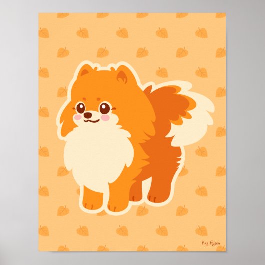 Poster Cute Dog Kawaii Pomeranian (Devant)