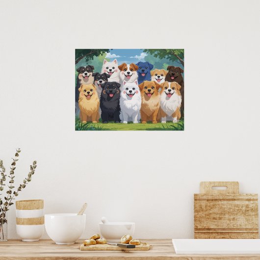 Poster Cute dogs background (Cuisine)