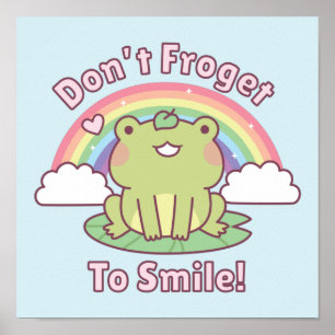 Poster Cute Dont Froget To Smile Frog