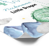 Poster Cute Dragon Boy 1st Birthday Party Milestone Sign (Coin)