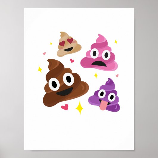 Poster Cute drôle Emoji Rose Bow Cutie Poo - Poop Emoji (Devant)
