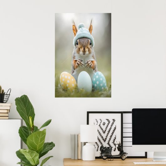 Poster Cute Easter Squirrel Printable Wall Art, Spring (Bureau à domicile)