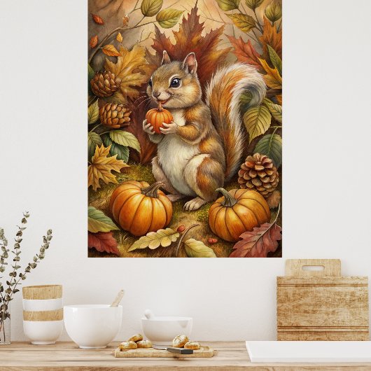 Poster Cute écureuil (Cuisine)