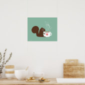 Poster Cute Écureuil Lover café | Whimsical Animal Art (Cuisine)