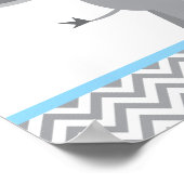 Poster Cute Elephant Chevron Baby shower bleu clair (Coin)