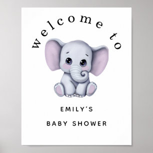 Poster Cute Elephant Gender Neutral Welcome Baby Shower