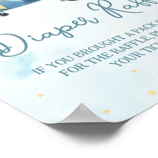 Poster Cute Elephant Plane Aventure Blue Diaper Raffle (Coin)