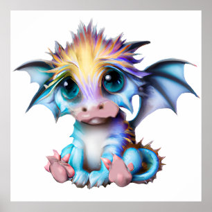 Poster Cute et adorable Kawaii Baby Dragon