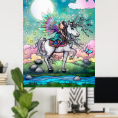 Poster Cute Fairy équitation Unicorn Art pour les enfants (Bureau à domicile)