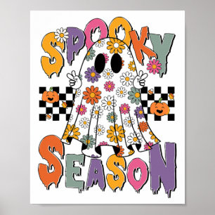 Poster Cute Fantôme Floral Halloween Fantôme Saison Éffra