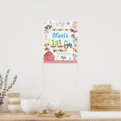 Poster Cute Farm Animaux Barnyard 1er anniversaire Bienve (Cuisine)