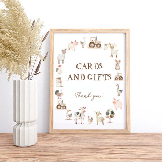 Poster Cute Farm Animaux Barnyard Cartes et Cadeaux