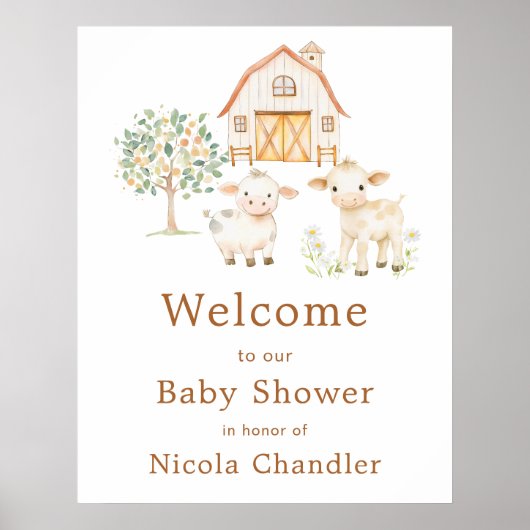 Poster Cute Farm Barn Baby Shower Welcome (Devant)
