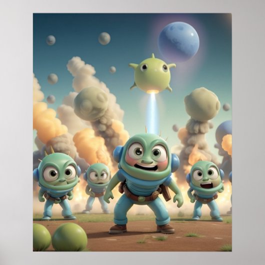 Poster Cute Farting Invading Aliens (Devant)