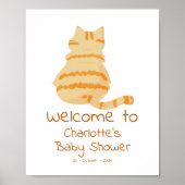 Poster Cute Fat Orange Cat Baby Shower Welcome Sign (Devant)