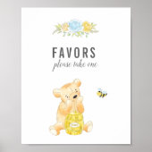 Poster Cute Favours Table Boy Teddy Bear Baby shower (Devant)
