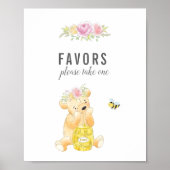Poster Cute Favs Table Girl Teddy Bear Baby shower (Devant)