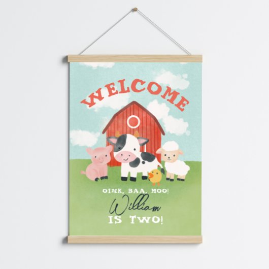 Poster Cute ferme animal Barnyard 2e anniversaire Bienven