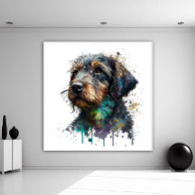 Cute fil Haired Dachshund Chiot Aquarelle Art