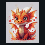 Poster Cute Fire Baby Dragon Art<br><div class="desc">Bring warmth, magic and charm to any room with this adorable fire baby dragon illustration. Featuring glowing orange scales, tiny wings, floating hearts and a soft flame glow, this artwork radiates cozy Valentine energy all year round. Perfect for bedrooms, nurseries, gaming setups, fantasy-themed spaces and anyone who loves cute creature...</div>