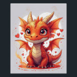 Poster Cute Fire Baby Dragon Art<br><div class="desc">Bring warmth, magic and charm to any room with this adorable fire baby dragon illustration. Featuring glowing orange scales, tiny wings, floating hearts and a soft flame glow, this artwork radiates cozy Valentine energy all year round. Perfect for bedrooms, nurseries, gaming setups, fantasy-themed spaces and anyone who loves cute creature...</div>