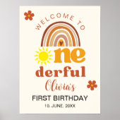 Poster Cute First Birthday with Boho Style Onederful (Devant)
