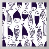 Poster Cute fish. Kids background. Seamless pattern. Can  (Devant)