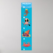 Poster Cute fish sea creatures cartoon growth chart (Devant)