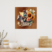 Poster Cute fleur sauvage cowgirl Western (Cuisine)