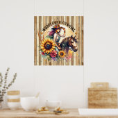Poster Cute fleur sauvage cowgirl Western (Cuisine)