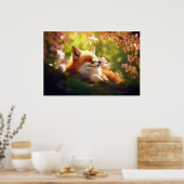 Poster Cute Fox Basking au printemps (Cuisine)