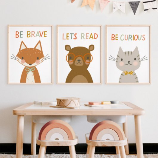 Poster Cute Fox Be Brave Kids