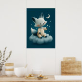 Poster Cute Fox on Cloud Nursery Bedtime (Cuisine)