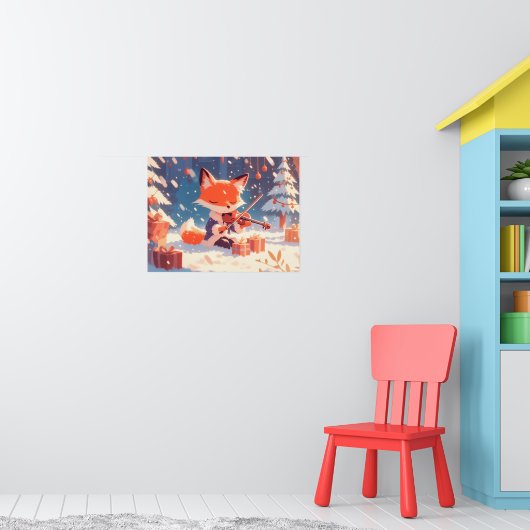 Poster Cute Fox Playing Violin (Pépinière 1)