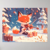 Poster Cute Fox Playing Violin (Devant)