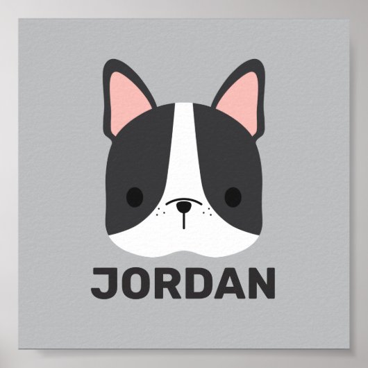 Poster Cute French Bulldog with Personalized Name (Devant)