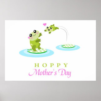 Poster Cute Frog Hoppy Bonne fête des mères