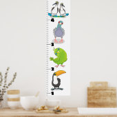 Poster Cute funny birds cartoon growth chart (Cuisine)