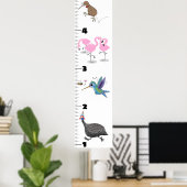 Poster Cute funny birds cartoon growth chart (Bureau à domicile)
