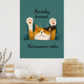 Poster Cute Funny Cat Nap (Cuisine)