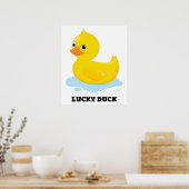 Poster Cute Funny Lucky Duck (Cuisine)